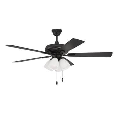 Craftmade Eos 52'' 5-Blade Frost 4 Light Ceiling Fan in Flat Black W/ Flat Black/greywood Blades;... by Craftmade