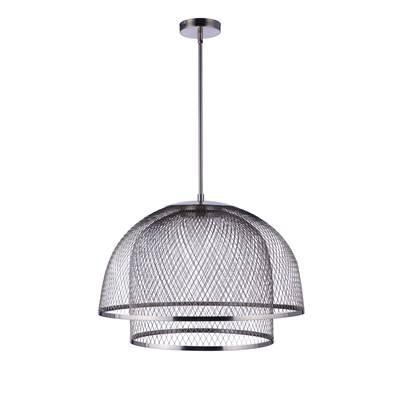 24.25'' Diameter Sculptural Statement Metal Mesh Dome 2 Shade Pendant in Brushed Polished Nickel by Craftmade
