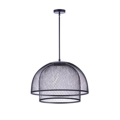 24.25'' Diameter Sculptural Statement Metal Mesh Dome 2 Shade Pendant in Flat Black by Craftmade