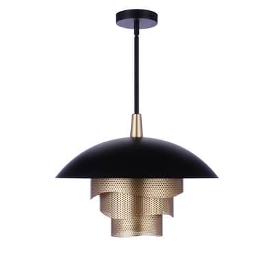 Craftmade 19'' Diameter Sculptural Statement Dome Pendant with Perforated Metal Shades in Flat...