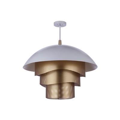 31.25'' Diameter Sculptural Statement Dome Pendant with Perforated Metal Shades in Matte White/Matte Gold by Craftmade