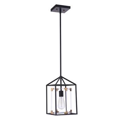 Aaron 1 Light Acrylic Pendant in Flat Black/Satin Brass