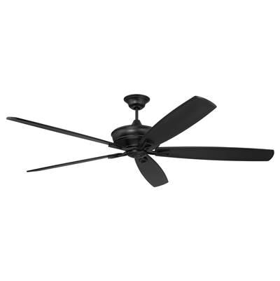 Santori 72'' 5-Blade Indoor/Outdoor (Damp) Ceiling Fan in Flat Black w/ Flat Black Blades; Light Kit Optional (Not Included)