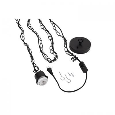 Craftmade Swag Hardware Kit 15' Black Cloth Cord W/socket, Chain and Canopy in - Flat Black by Craftmade