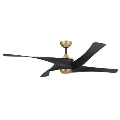 Venn 58'' 4-Blade Ceiling Fan in Flat Black/Satin Brass w/ Flat Black Blades,  Light Kit Optional (Sold Separately)