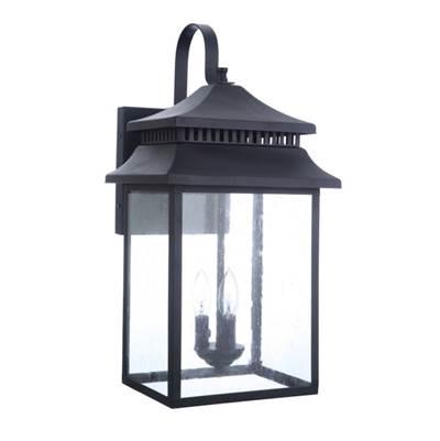 Crossbend 3 Light Extra Large Outdoor Wall Lantern in Textured Black