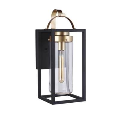 Craftmade Neo 1 Light Large Outdoor Wall Lantern in Midnight/satin Brass - Midnight Satin Brass