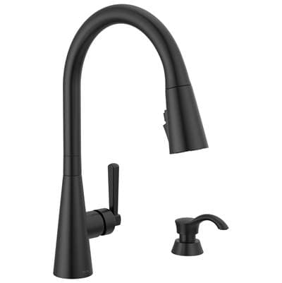 Delta Faucet BoydE Single Handle Pull-Down Kitchen Faucet with Soap Dispenser and ShieldSpray Technology - Matte Black