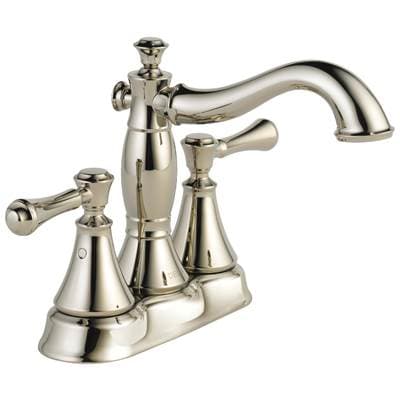 Delta Faucet CassidyE Two Handle Centerset Bathroom Faucet - Metal Pop-Up - Polished Nickel