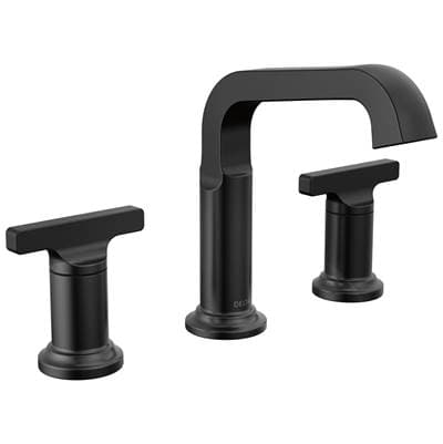 Delta Faucet TetraE Two Handle Widespread Bathroom Faucet - Matte Black