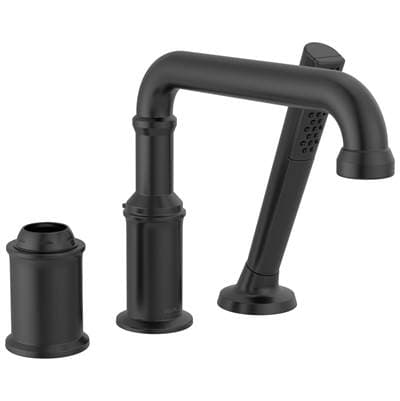 Delta Faucet BroderickE Three Hole Roman Tub Trim with Hand Shower - Less Handle - Matte Black