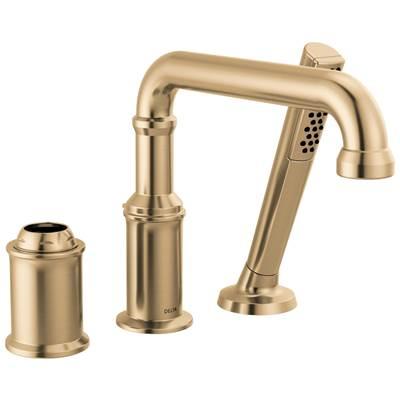 BroderickE Three Hole Roman Tub Trim with Hand Shower - Less Handle - Lumicoat Champagne Bronze by Delta Faucet