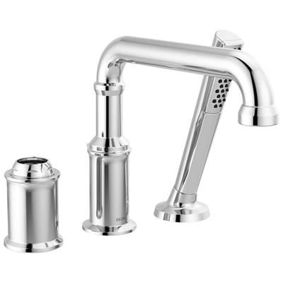 BroderickE Three Hole Roman Tub Trim with Hand Shower - Less Handle - Lumicoat Chrome by Delta Faucet