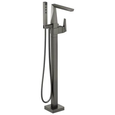 Delta Faucet TrillianE Single Handle Floor Mount Tub Filler Trim - Lumicoat Black Stainless