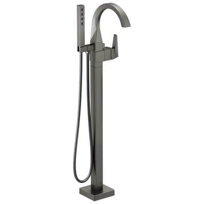 Delta Faucet TrillianE Single Handle Floor Mount Tub Filler Trim - Lumicoat Black Stainless