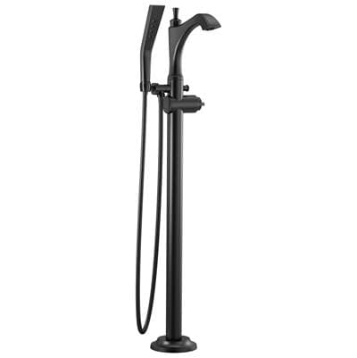 Delta Faucet DorvalE Single Handle Floor Mount Tub Filler Trim - Less Handle - Matte Black