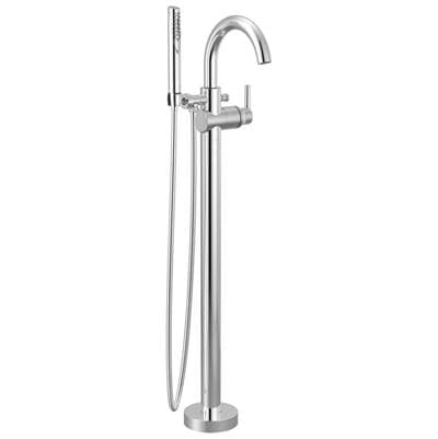 Delta Faucet Trinsic Single Handle Floor Mount Tub Filler Trim with Hand Shower - Chrome