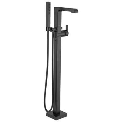 Delta Faucet Ara Single Handle Floor Mount Tub Filler Trim with Hand Shower - Matte Black