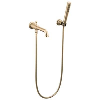 BroderickE Wall Mount Tub Filler Trim with Hand Shower - Less Handles - Lumicoat Champagne Bronze by Delta Faucet