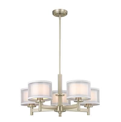 Dolan Design Double Organza 5 Lt Chandelier - Satin Nickel