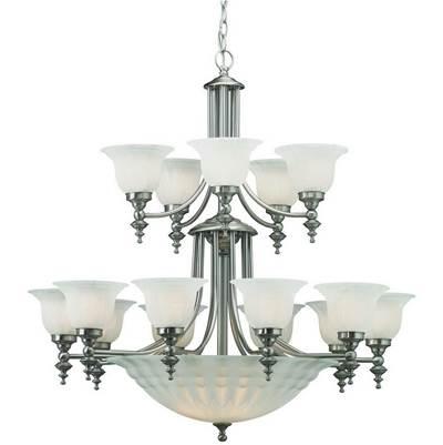 Richland 15+5Lt 2Tier Bowl Chandelier Satin Nickel by Dolan Design