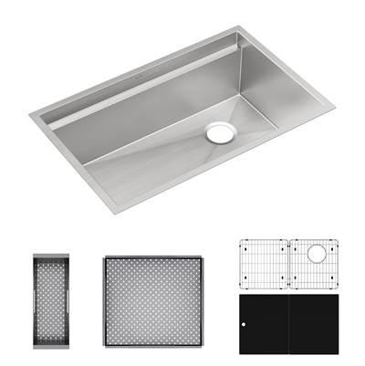 Elkay Circuit Chef Workstation Stainless Steel 32-1/2'' x 20-1/2'' x 10'' Single Bowl Undermount Sink Kit with Black Polymer Boards by Elkay Reserve Selection