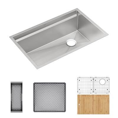 30'' undermount sink with cutting boards, botton grids and 2 colanders. by Elkay Reserve Selection