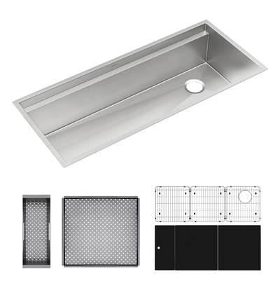 Elkay Circuit Chef Workstation Stainless Steel 45-1/2'' x 20-1/2'' x 10'' Single Bowl Undermount Sink Kit with Black Polymer Boards by Elkay Reserve Selection