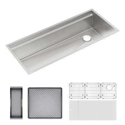 Elkay Circuit Chef Workstation Stainless Steel 45-1/2'' x 20-1/2'' x 10'' Single Bowl Undermount Sink Kit with White Polymer Boards