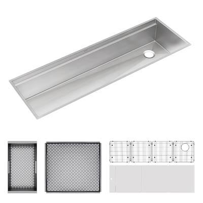 Elkay Circuit Chef Workstation Stainless Steel 59-1/2'' x 20-1/2'' x 10'' Single Bowl Undermount Sink Kit with White Polymer Boards