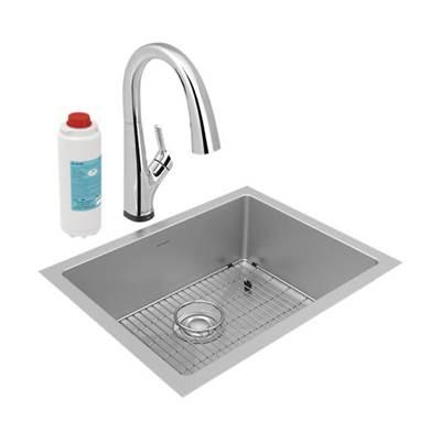 Elkay Crosstown 16 Gauge Stainless Steel 23-1/2'' x 18-1/4'' x 8'', Single Bowl Undermount Sink Kit with Filtered Faucet