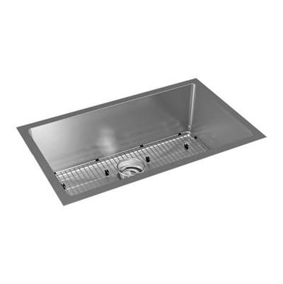 16 Gauge Stainless Steel 30.5'' x 18.5'' x 10'' Single Bowl Undermount Kit