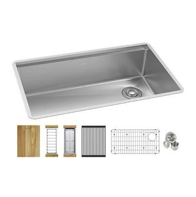 16 Gauge Stainless Steel 31.5'' x 18.5'' x 9'' Crosstown Workstation Single Bowl Undermount Kitchen Sink Kit by Elkay Reserve Selection