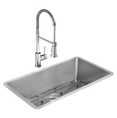 16 Gauge Stainless Steel 32.5'' x 18'' x 10'' Single Bowl Undermount Kit with Faucet