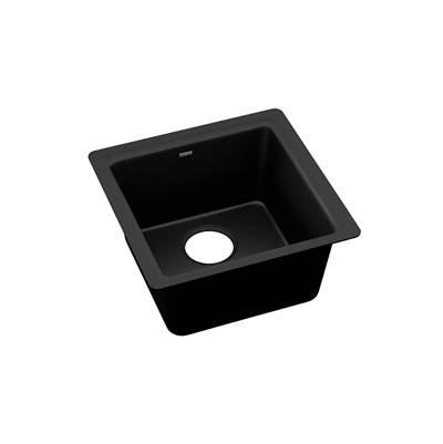 Elkay Quartz Luxe 15-3/4'' x 15-3/4'' x 7-11/16'' Single Bowl Dual Mount Bar Sink Caviar by Elkay Reserve Selection