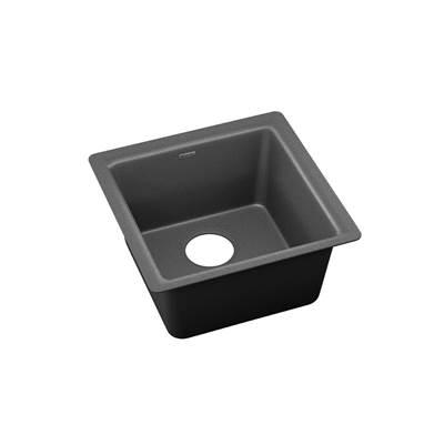 Elkay Quartz Luxe 15-3/4'' x 15-3/4'' x 7-11/16'' Single Bowl Dual Mount Bar Sink Charcoal by Elkay Reserve Selection