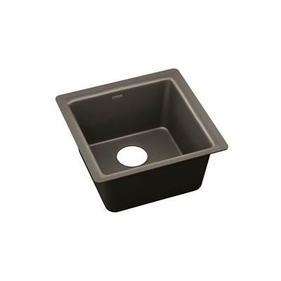 Elkay Quartz Luxe 15-3/4'' x 15-3/4'' x 7-11/16'' Single Bowl Dual Mount Bar Sink Chestnut by Elkay Reserve Selection