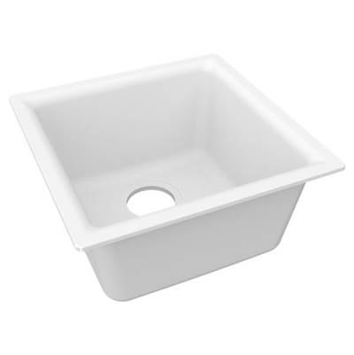 Elkay Quartz Luxe 15-3/4'' x 15-3/4'' x 7-11/16'', Single Bowl Dual Mount Bar Sink, Arctic Fox