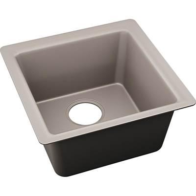 Elkay Quartz Luxe 15-3/4'' x 15-3/4'' x 7-11/16'' Single Bowl Dual Mount Bar Sink Silvermist