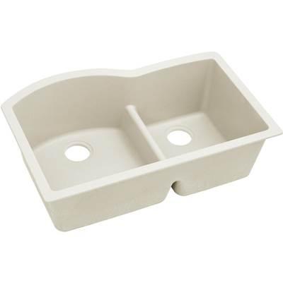 Elkay Quartz Luxe 33'' x 22'' x 10'' Offset 60/40 Double Bowl Undermount Sink with Aqua Divide Ricotta by Elkay Reserve Selection
