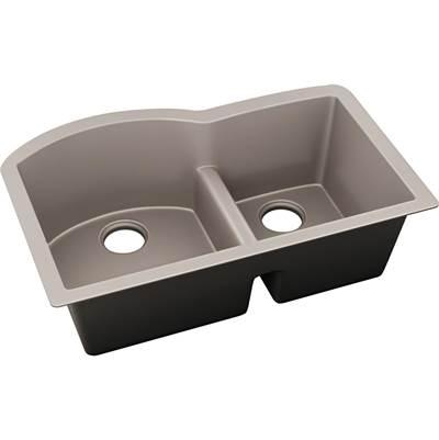 Elkay Quartz Luxe 33'' x 22'' x 10'' Offset 60/40 Double Bowl Undermount Sink with Aqua Divide Silvermist