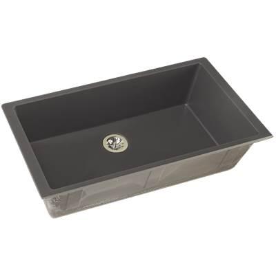 Elkay Quartz Luxe 35-7/8'' x 19'' x 9'' Single Bowl Undermount Kitchen Sink with Perfect Drain Charcoal by Elkay Reserve Selection