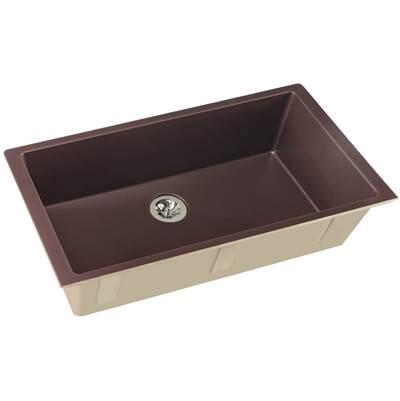Elkay Quartz Luxe 35-7/8'' x 19'' x 9'' Single Bowl Undermount Kitchen Sink with Perfect Drain Chestnut