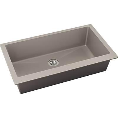 Elkay Quartz Luxe 35-7/8'' x 19'' x 9'' Single Bowl Undermount Kitchen Sink with Perfect Drain Silvermist by Elkay Reserve Selection