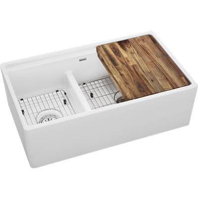 Elkay Reserve Selection Elkay Fireclay 33'' X 19-15/16'' X 10-1/8'' Double Bowl Farmhouse...