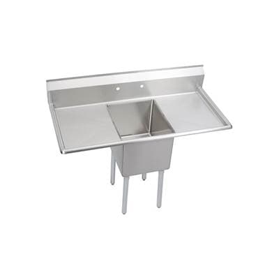 Elkay 1 Compartment Sink, 52X26 OA, 16X20 Bowl, 14 Deep, L & R 18'' Dbs, SS Legs, 16 GA 300... by Elkay