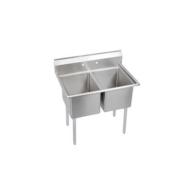Elkay 2 Compartment Sink, 43X24 OA, 18X18 Bowl, 12 Deep, No Dbs, SS Legs, 16 GA 300 Series SS,... by Elkay