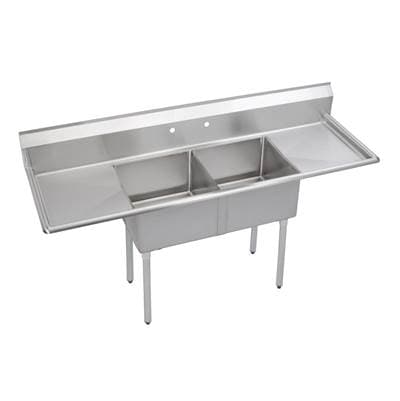 Elkay Dependabilt Stainless Steel 98''x29-13/16''x43-3/4'' 16 Ga. Two Compartment Sink W/24'' LR...