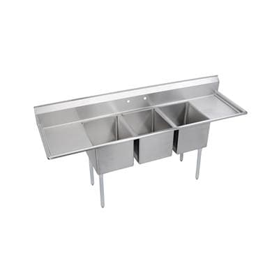 Elkay Dependabilt SS 94'' X 29-13/16'' X 44-3/4'' 16 Gauge Three Compartment 14'' Deep Sink...