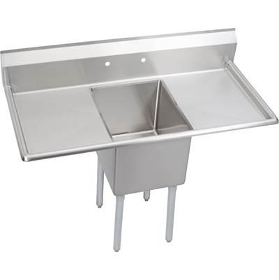 1 Compartment Sink, 54X30 OA, 18X18 Bowl, 12 Deep, L & R 18'' DBs, SS Legs, 16 GA 300 Series SS, NSF by Elkay